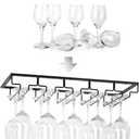 FOMANSH Wine Glass Rack - Under Cabinet Stemware Wine Glass Holder Glasses Storage Hanger 2 Pack Metal Organizer for Bar Kitchen 5 Rows Black