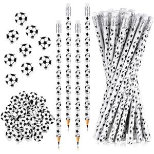 Tinlade 72 Pcs Soccer Pencils and Erasers for Kids Fun Wooden Pencils for Kids Boys Sports Themed Stuff Birthday Party Favors Gifts Goodie Bags Students Stationery Party School Office Supplies