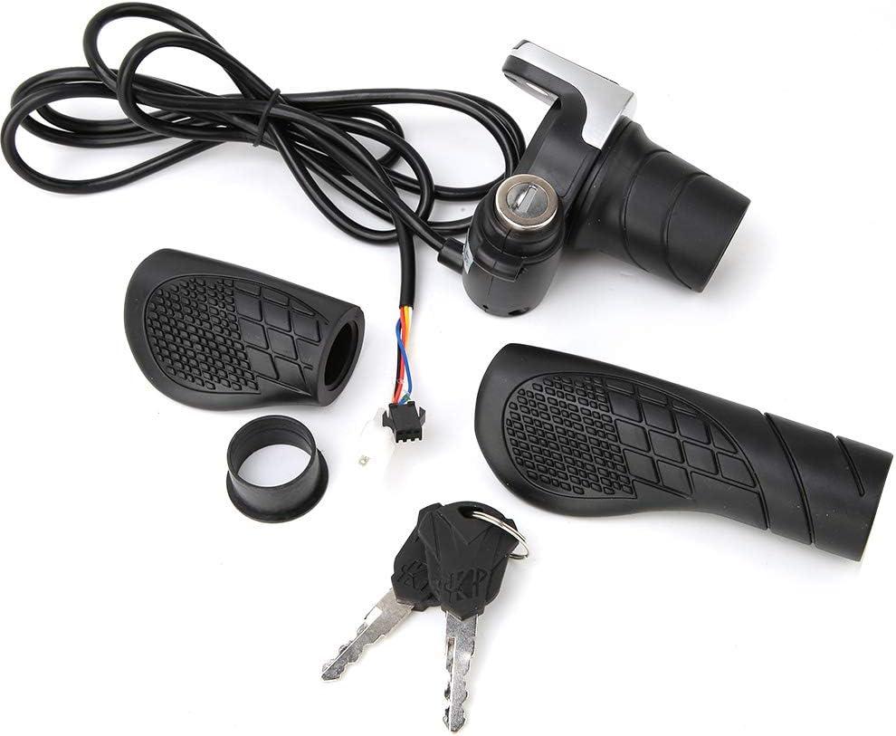 36V Electric Bike Throttle with LCD Display with Key, 22 to 22.8mm 36V Electric Scooter Throttle, ABS 36V Twist Grip Throttle for Electric Bike, Scooter, Motorcycles