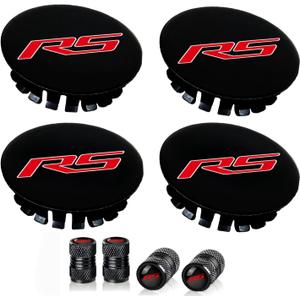 4Pcs for RS 66mm Hub Cap Wheel Cover Valve Cap Compatible with Equinox Malibu Camaro Traverse Blazer Cruze Trailblazer Trax
