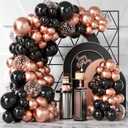 Bezente Rose Gold Black Balloons Garland Kit, 100Pcs Metallic Chrome Rose Gold Black and Rose Gold Confetti Balloons Arch for Wedding, Birthday, Graduation, Baby Shower Party Decoration