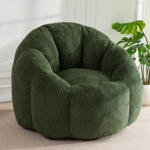 MAXYOYO Giant Bean Bag Chair, Pumpkin-Shaped Bean Bag Sofa, Oversized Boneless Couch Sofa in a Box, Comfy and Lazy Lounge Chair for Dorm, Living Room, Green