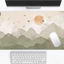 Nature Minimalist Cute Boho Desk Mat Sage Green Beige Aesthetic XXL Large Extended Gaming Mouse Pad Women Gamer Girl Work Office Computer Deskmat Mousepad Laptop Keyboard Mat Desk Pad 35.4x15.7 in