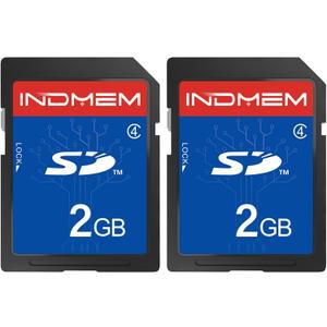 INDMEM 2 Pack SD Card 2GB Class 4 Flash Memory Card 2G SLC Stanard Secure Digital Cards (2PC)