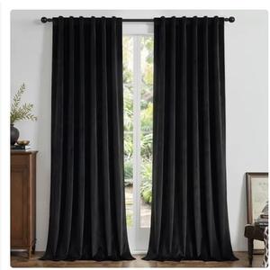 Joydeco 100% Blackout Curtains Velvet Black Out Curtain 72 Inch Drapes | for Bedroom Living Room, Heat and Light Blocking, Thermal Insulated Luxury Heavy Duty Curtain 2 Panels Back Tab&Rod Pocket