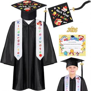 Retisee 7 Pieces 2026 Kindergarten and Preschool Graduation Cap Gown Stole Set with 2026 Tassel Diploma Grade Graduation