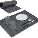 Large Stone Dish Drying Mats for Kitchen Counter, 24"(L)16"(W), Drying Collapsible Dish Drying Mat, Eco-Friendly Absorbent Diatomaceous Earth Mats for Dishes Bottles Cups - Dark Grey