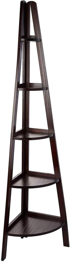 Casual Home 100% Solid Wood 5-Shelf Ladder Bookcase, Corner, Espresso (One Size)