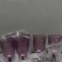 6 Pcs Plastic Goblets 7.5oz Vintage Goblet Plastic Wine Glasses Colored Retro Embossed Water Goblets for Wine Bar Juice Baby Shower Wedding Reception Grand Event Party (Purple)