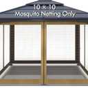 Wonwon Gazebo Universal Replacement Mosquito Netting Outdoor Canopy 4-Panel Screen Walls with Zipper for 10' x 10' Gazebo (Mosquito Net Only) (Khaki)