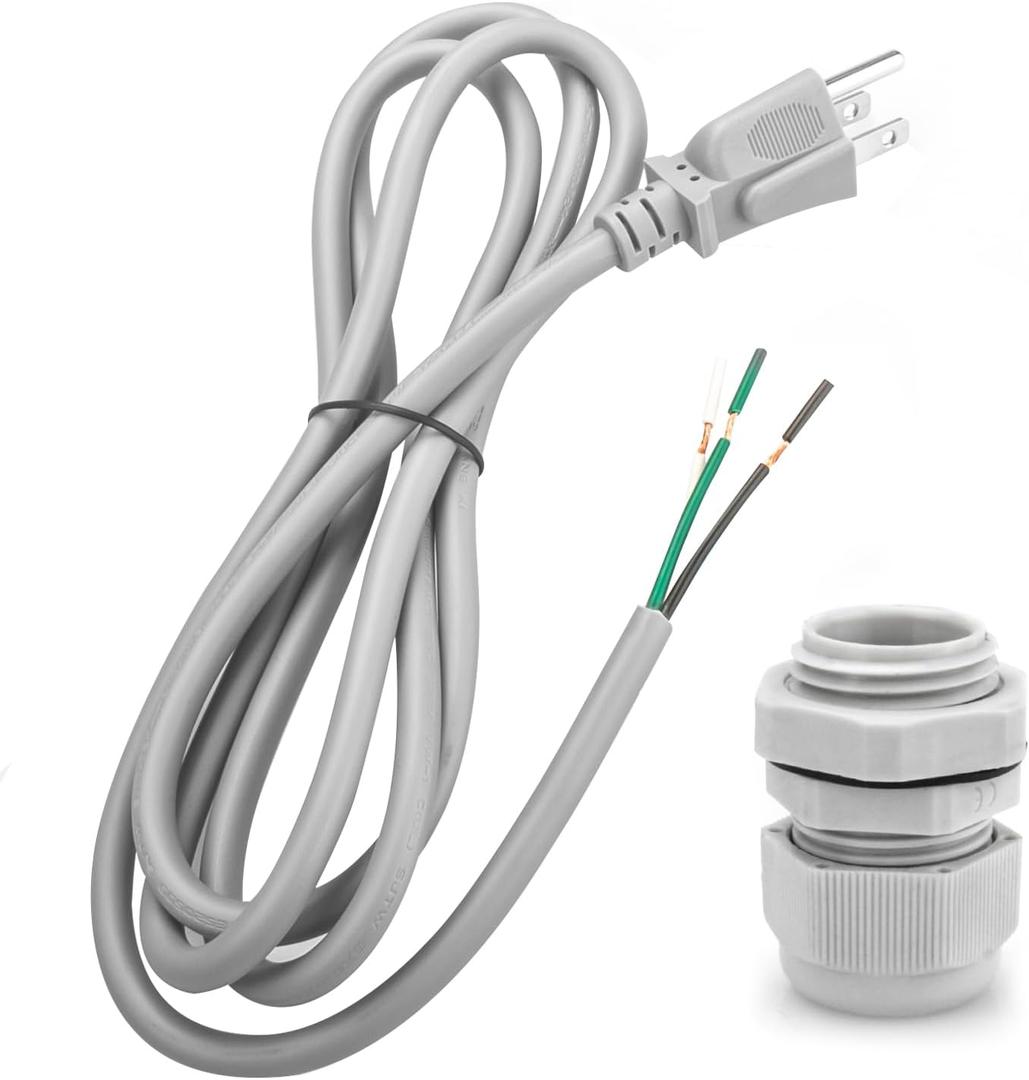 6Ft 3 Prong Power Cord Kit for RadonAway Radon Fans and Spruce Dryer Boost Fans, 18 Gauge Power Cord Also for Small Power Tools