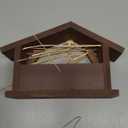 Yaomiao Christmas Wooden Nativity Manger Small Wood Nativity Scene with Roof Star 9.4 x 6.3 Inch Scale Holy Family Wooden Stable Creche Home Desk Decor