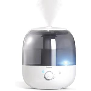 Homedics Ultrasonic Top Fill Humidifier, Cool Mist, 360 Nozzle, Up to 25 Hour Runtime, for Large Room, Bedroom, Nursery, Plants, White