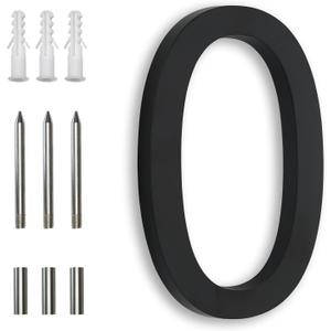 7 Inch Black House Numbers For Outside,Metal Address Numbers For Houses Numbers For Address On House Metal Black Large Modern House Numbers For House Floating Flush Mount Aluminum Black Number 0