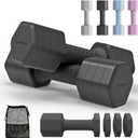 Adjustable Dumbbell Set of 2, 4 in 1 Free Weights Dumbbells Set, Hand Weights for Women at Home, 5 lb Dumbbells Set with Non-slip Comfort Handle for Home Gym Exercise Workout Training (Black)