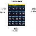 NIMES Numbered Organizer Classroom Pocket Chart for Cell Phones Calculators Holders Blue (30 Pockets)
