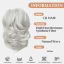 CJL HAIR Claw Clip Short Ponytail Hair Extensions DIY Bendable Metals Messy Bun Hair Piece for Wonen Wavy Curly Synthetic Fake Hairpieces White