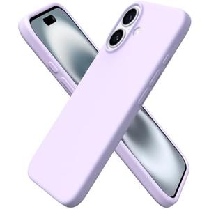 ORNARTO Compatible with iPhone 16 Case 6.1", Slim Liquid Silicone 3 Layers Full Covered Soft Gel Rubber Shockproof Phone Case, Protective Cover with Anti-Scratch Microfiber Lining-Pastel Lilac