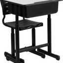 Flash Furniture Adjustable Student Desk and Chair Set for Classrooms or Remote Learning, Adjustable School Desk with Chair and Book Box, Gray/Black