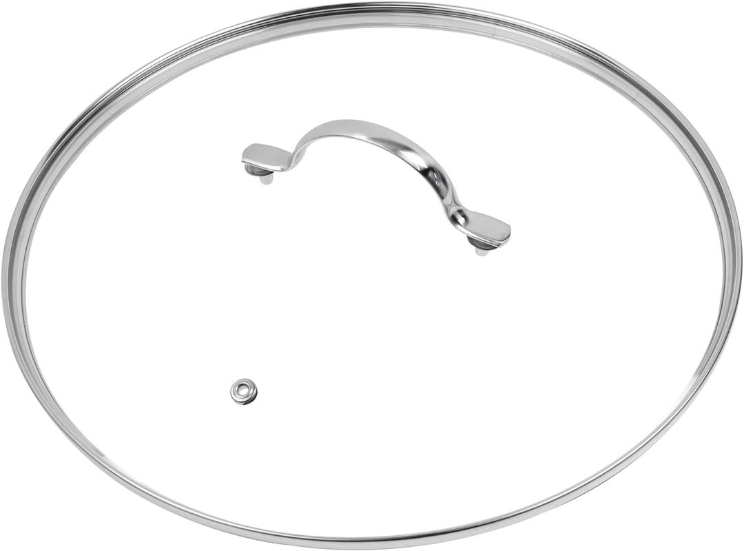 12.5" Tempered Glass Pan Lid with Steam Vent, Thickened to 4mm and Dishwasher Safe and Oven up to 480, Universal Lid Fit for Cast Iron Skillets, Frying Saute Pan, Cooking Pot (Silver)