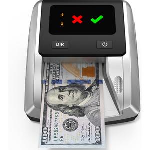PONNOR AL-135 Counterfeit Bill Detector Money Checker Machine Automatic 4-Way Orientation & Pass/Fail Indicator Portable Fake Currency Reader with UV, Magnetic, Infrared