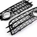 Topteng Honeycomb Style Fog Light Grill Bumper for Audi A4 S-LINE S4 2008-2012 Chrome