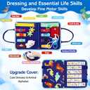 Esjay Toddler Busy Board Montessori Toys for Boys, Sensory Book Educational Activities for Learning Fine Motor Skills, Birthday Gifts for Boys Toddlers, Travel Toys for Airplane Car, Blue Dinosaur