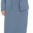 Casly Lamiit Women's 2 Piece Midi Skirt Sets Business Casual Outfits Long Sleeve Cardigan Matching Dressy Suits (S)