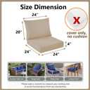 Outdoor Seat Cushion Cover Set of 5, Patio Cushion Covers Replacement Waterproof Backrest and Deep Seat Cushion Covers Set for Patio Furniture (24 x 20 Inch, 24 x 24 x 4 Inch, 3 Beige and 2 Brown)