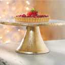 Mud Pie Marble Pedestal Cake Serving Stand, Gold, 6" x 11" dia