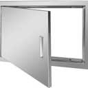 Outdoor Kitchen Door 24" W x 17" H Stainless Steel BBQ Single Access Door Flush Mount Vertical Wall Doors with Handle Suitable for Grilling Station Outside Cabinet Outdoor Kitchen