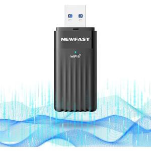 NEWFAST WiFi 6 Adapter for Desktop PC NF-U351, AX3000 USB 3.0 WiFi Adapter for PC, Dual Band Wireless Network Adapter, MU-MIMO, OFDMA, WPA3, Supports Windows 11/10, Portable Design (Black)