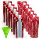 Foldable Wine Bag,Portable Wine Bottle Bag Flask, 12 Pack Collapsible Liquid Leak Proof Flask Holder,Reusable Wine pouch for Gift Travel Camping BBQ Party Beach Hiking Home Kitchen(750ml)