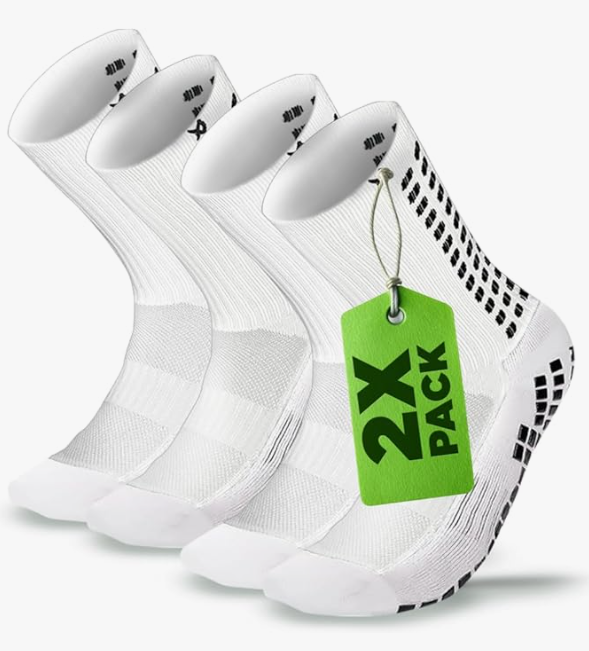 Lux Dual Grip Socks - Soccer Grip Socks for Men and Women. GripArray Performance & Comfort (Small, Black (2 Packs))