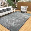 5'x 8' Outdoor Rug,Waterproof Reversible Patio Rugs,5x8 ft Plastic Straw Outdoor Carpet Foldable Plastic Camping Mat for Outside RV, Patio,Picnic,Camper,Balcony,Porch(5 x 8,Deep Gray)