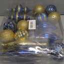 32PCS Christmas Ball Ornaments Set Large Shatterproof Plastic Decorative Baubles with Hand-Help Gift Boxes for Xmas Tree Wedding Party Holiday - Navy Blue, Gold