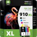 4-Pack Compatible Ink Cartridge Replacement for HP 910XL 910 XL (Black XL & C/M/Y XL) to use with Officejet Pro 8025 8020 8028 8035 8023 Officejet 8022 8010 8015, Black, Magenta, Yellow, Cyan