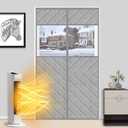 MAGZO Magnetic Thermal Insulated Door Curtain with Perspective Window, Fits 32" x 80" Door, 5 Layers Oxford&Cotton Cover Blanket Insulation Kit for Winter/Doorway/Attic Doors, Keep Cold Air Out, Grey (Gray)