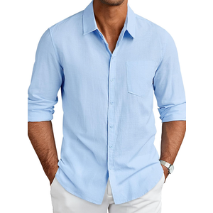 COOFANDY Men's Long Sleeve Cotton Linen Shirt Beach Button Down Shirts Casual Button Up Shirt Summer, Size M 