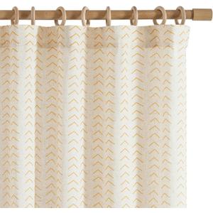 jinchan Linen Boho Curtains for Living Room Semi Sheer Curtains for Bedroom 84 Inches Long Herringbone Printed Farmhouse Drapes, Rod Pocket Window Treatment Curtain Set of 2 Panels Yellow on Linen