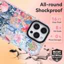 2 x ChiCsFleur for iPhone 13 Pro Max Case, TPU Phone case with Camera Protection for Women Girls Teens - Coastal Collage Pink Bow Disco Ball Y2K Gift Tropical Floral Blue White Sorority Aesthetic Unique (MarineOcean)