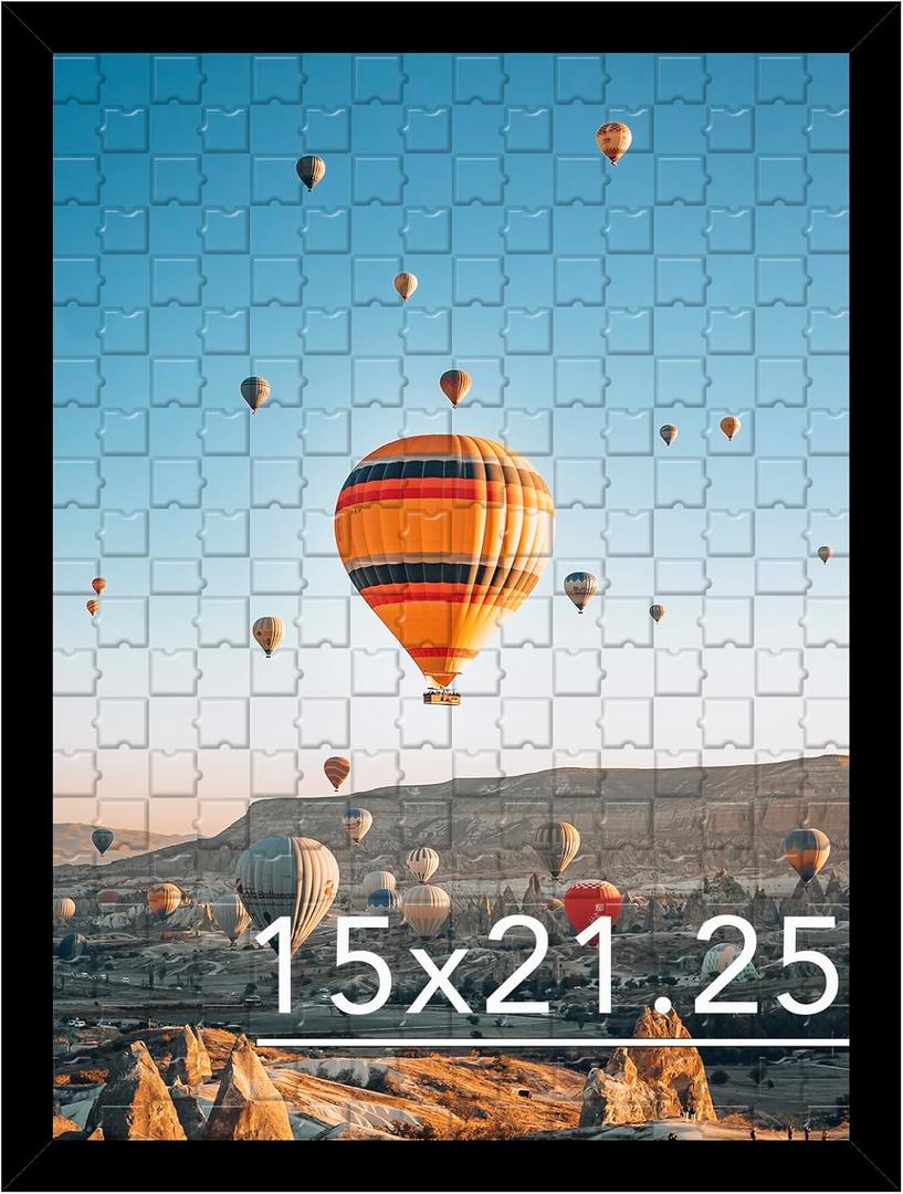 JCJMY 15x21.25 Puzzles Frame Black, Wall Hanging 15 x 21.25 Picture Frame for 15 by 21.25 Poster Photo Canvas Picture Puzzles with Shatter Resistant Plexiglass, Black