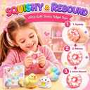 2 x 4Pcs Taba Squishy Fun Box Toys Set kit, Cheap Squishies Stress Relief Toys Party Favors for Kids 4-8 8-12, Chick Hamster Paw Donut Squishy Squeezee Fidget Toys for Kids