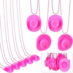 Tudomro 24 Pcs Cowgirl Cowboy Hat Necklaces Cowboy Party Favors Mini Hats Necklaces with Western Cowgirl Hat Beads Bachelorette Birthday Mardi Gras Horse Party Favors Accessories(Hot Style)