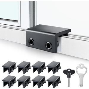 ZRFCXE Window Locks,8 Pack Sliding Window Locks with Key for Vertical & Horizontal Sliding Windows Doors,Easv to Install,Adjustable Security Window Lock for Patio Bedroom Home and Office (Black)