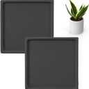 uxcell 2 Pcs Square Plant Saucers, 4.7 Inch Ceramics Plant Drip Trays for Pots, Heavy Duty Flower Pot Saucers for Indoors and Outdoors, Black