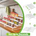 4 Tier Adjustable Spice Rack Organizer for Cabinet - White (2 PCS S&L) Expandable Spice Shelf with Protection Railing for Inside Cabinets, Countertop, Pantry Storage & Seasoning Organization
