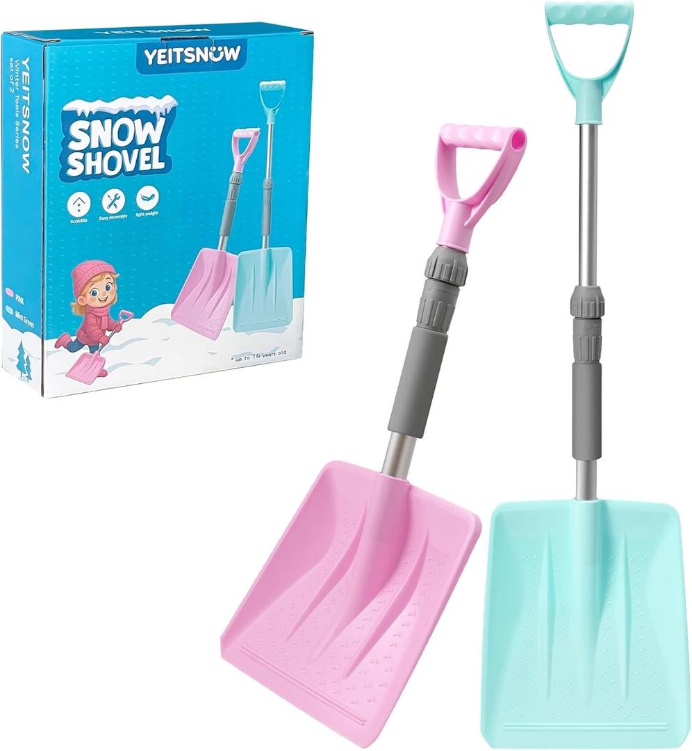 Kids Snow Shovel Extendable Sand Shovels for Beach Portable Snow Removal Emergency Tools with Telescopic Handle Foam Grip for Car Driveway