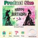 Pink and Green Birthday Backdrop Party Decorations Witch Birthday Party Decorations Witch Themed Happy Birthday Banner Photo Backdrops for Princess Girls Boys Women Party Supplies Decor