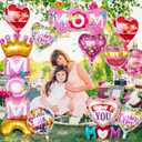 48 Pcs Mothers Day Foil Balloons, Happy Mother's Day Mylar Balloon, Mama Heart Balloons for Best Mom Ever Mom Party Birthday Decorations Supplies
